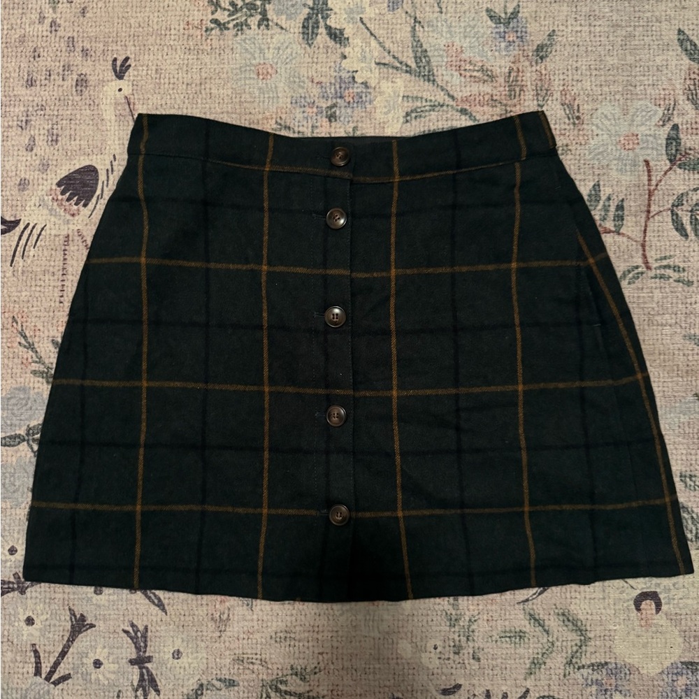 Madewell Plaid Mini Skirt - Black and Brown